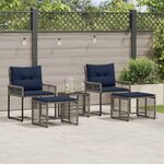 vidaXL Ensemble de meubles d'extérieur 5 Pièces Gris et marine