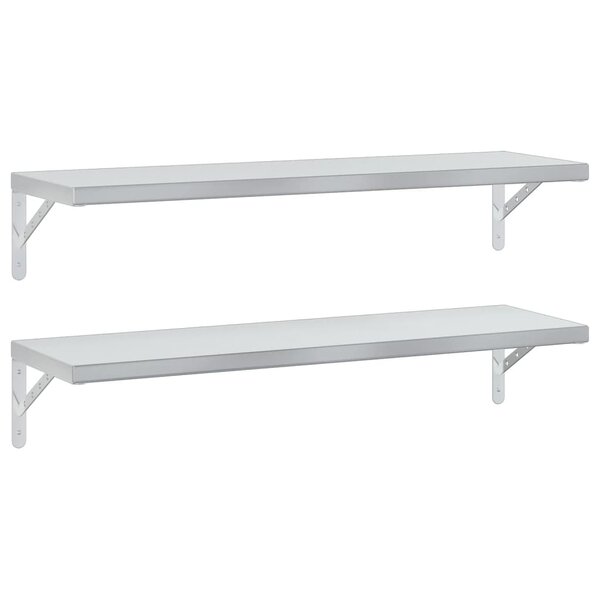 vidaXL Étagères murales 2 Pièces 100x30 cm argenté acier inoxydable