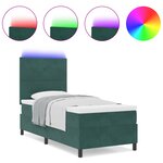 Lit Box Spring vidaXL avec Matelas et LED Vert Foncé 90x200 cm Velours