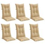 vidaXL Coussins de chaise à dossier haut lot de 6 beige mélangé tissu