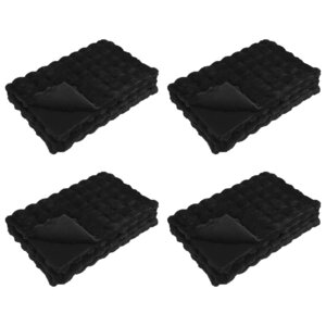 vidaXL Couverture antidérapante en fausse de lapin Olite 4 pc Noir