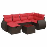 vidaXL Salon de jardin avec coussins 7 Pièces marron résine tressée