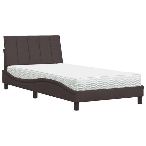 vidaXL Lit avec matelas Hanko marron foncé 100x200 cm tissu