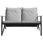 vidaXL Ensemble de meubles de balcon avec coussins 3 Pièces noir acier