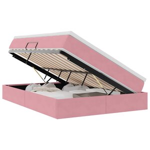 vidaXL Lit avec rangement et matelas Rose 140 x 200 cm Velours