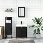 vidaXL Ensemble de meubles salle de bain 3 Pièces noir bois d'ingénierie