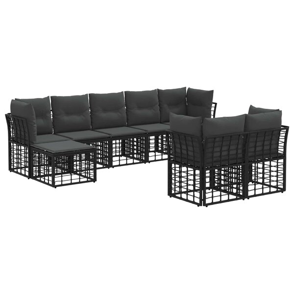 vidaXL Ensemble de canapés d'extérieur Noir et Gris foncé Polyester