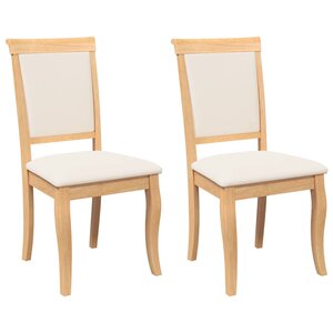vidaXL Chaises à manger coussins 2 Pièces naturel bois massif caoutchouc