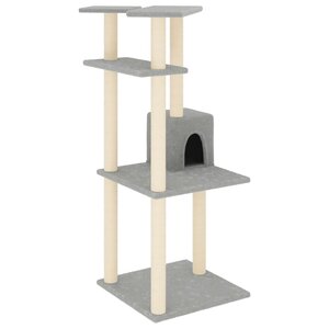 vidaXL Arbre à chat avec griffoirs en sisal gris clair 123 cm