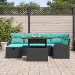 vidaXL Ensemble de canapé de jardin 7 Pièces Noir polyrotin