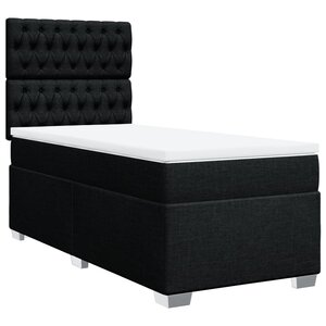 vidaXL Sommier à lattes de lit avec matelas Noir 90x200 cm Tissu