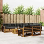 vidaXL Ensemble de canapés d'extérieur 9 Pièces Naturel et Anthracite