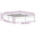 vidaXL Cadre de lit Blanc Bois massif 135x190 cm Double