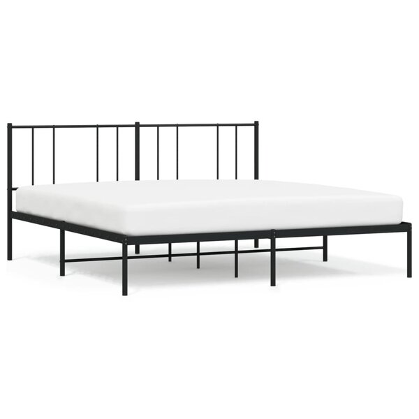 vidaXL Cadre de lit métal avec tête de lit noir 193x203 cm