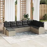 vidaXL Ensemble de canapé de jardin 8 Pièces Gris clair Poly rotin