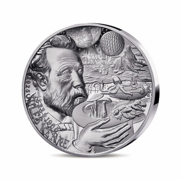 L'Art de la Plume – Jules Verne Monnaie de 20€ 1 Oz Argent Haut Relief