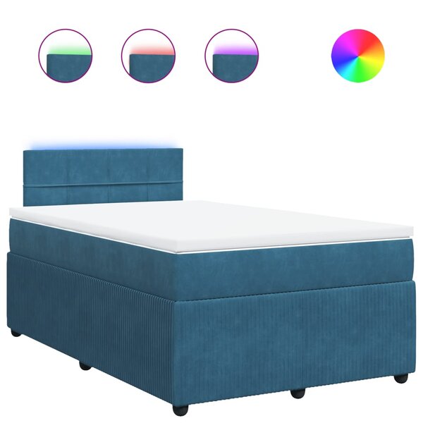 vidaXL Sommier à lattes de lit et matelas bleu 120x200 cm velours