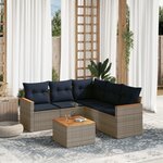 vidaXL Salon de jardin 6 Pièces avec coussins gris résine tressée