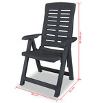 vidaXL Chaises inclinables de jardin lot de 6 Plastique Anthracite