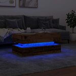 vidaXL Table basse avec lumières LED vieux bois 90x50x40 cm
