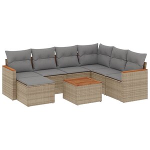 vidaXL Salon de jardin avec coussins 8Pièces mélange beige résine tressée