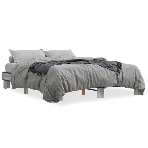 vidaXL Cadre de lit sans matelas sonoma gris 150x200 cm