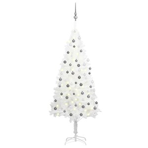 vidaXL Arbre de Noël artificiel pré-éclairé et boules blanc 180 cm