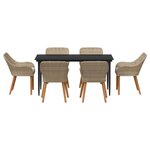 vidaXL Ensemble de salle à manger pour jardin 7 Pièces Beige polyrotin