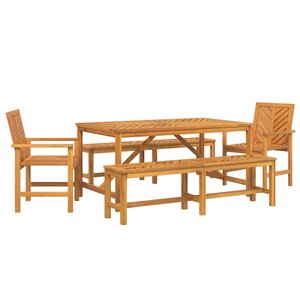 vidaXL Ensemble de salle à manger pour jardin 5 Pièces Marron