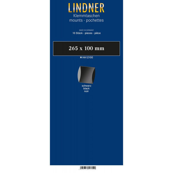 Bandes double soudure 265 x 100 mm pour blocs  carnets de timbres. Fond - Noir
