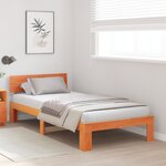 vidaXL Cadre de Lit avec Tête de Lit Marron Ciré 90x190 cm Bois de Pin Solide