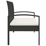 vidaXL Banc de jardin avec coussin noir 105 cm résine tressée