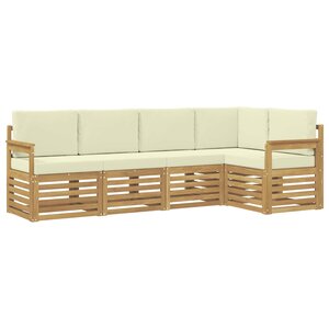 vidaXL Ensemble de canapés d'extérieur 5 pc Blanc et crème Polyester