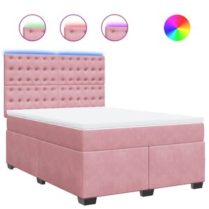 vidaXL Sommier à lattes de lit avec matelas Rose 140x200 cm Velours