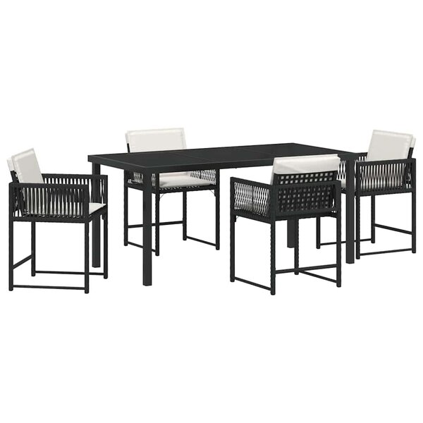 vidaXL Ensemble de salle à manger pour jardin 5 Pièces Noir polyrotin