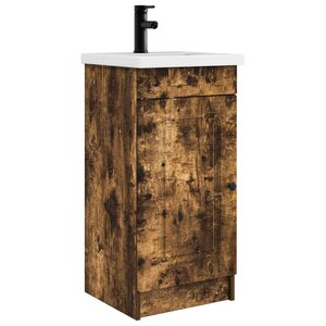 vidaXL Meuble de salle de bain avec évier Chêne fumé 42 x 40 x 84 5 cm