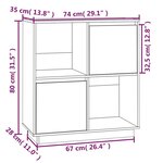 vidaXL Buffet noir 74x35x80 cm bois massif de pin