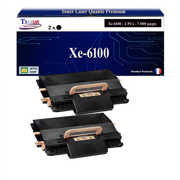 T3AZUR -2x Toners compatibles avec Xerox Phaser 6100 (106R00684) - Noir
