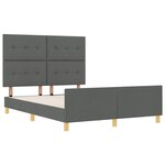 vidaXL Cadre de lit avec tête de lit Gris foncé 140 x 190 cm tissu