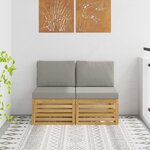 vidaXL 2 Pièce Sofa de milieu extérieur Bois d'Acacia Massif Blanc