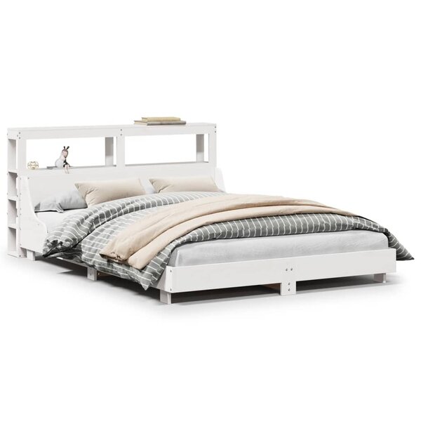 vidaXL Cadre de lit sans matelas blanc 135x190 cm bois de pin massif