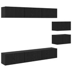 vidaXL Meuble TV avec stockage avec porte 8 Pièces Chêne Noir 60 x 30 x 30.5 cm