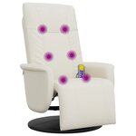 vidaXL Fauteuil inclinable de massage et repose-pieds crème similicuir