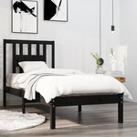 vidaXL Cadre de lit Noir Bois massif 90x190 cm Simple
