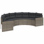 vidaXL Canapé de jardin table coussins demi-rond gris résine tressée