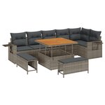 vidaXL Salon de jardin 9 pièces avec coussins en poly rotin gris et acacia