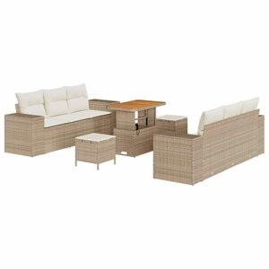 vidaXL Ensemble de canapé de jardin 9 Pièces Beige et crème Poly Rattan