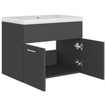 Vidaxl armoire d'évier avec lavabo intégré gris aggloméré