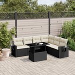 vidaXL Salon de jardin 7 Pièces avec coussins noir résine tressée