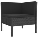 Salon de jardin meuble d'extérieur ensemble de mobilier 8 pièces avec coussins résine tressée noir 02_0017734